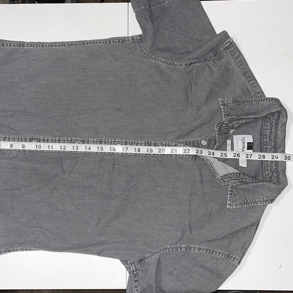 Men's Topman Gray Short Sleeve Denim Shirt - Picture 9 of 9